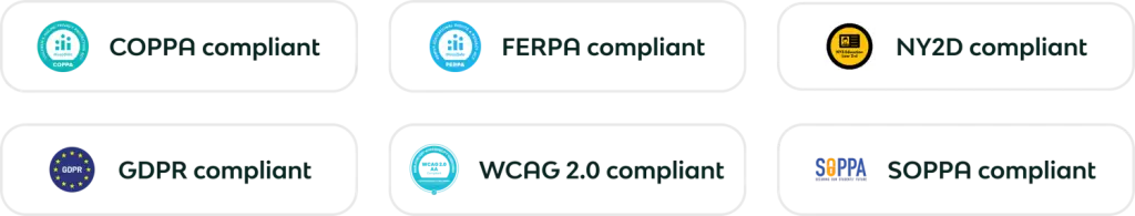 Knowt Compliants: COPPA, FERPA, NY2D, GDPR, WCAG 2.0, SOPPA